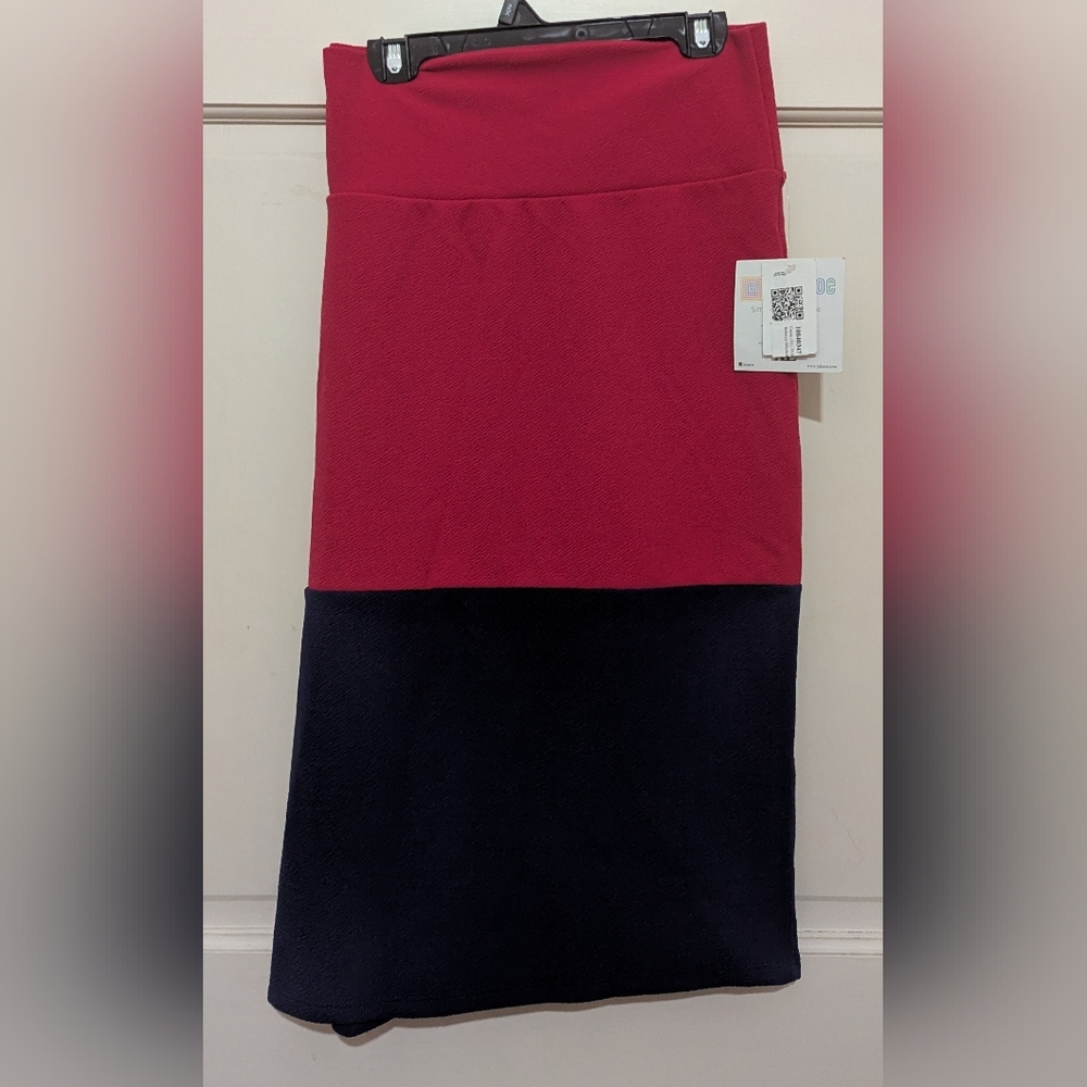 Lularoe Cassie Red and Navy Pencil Skirt